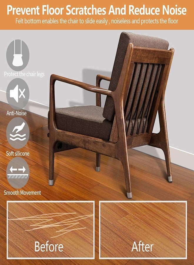 JICOOT 4 Pcs Silicone Chair Leg Caps with Soft Felt Bottom Furniture Chair Leg Floor Protectors Free Moving Furniture Foot Protection Cover Prevents Scratches and Noise (Brown) - Image 3